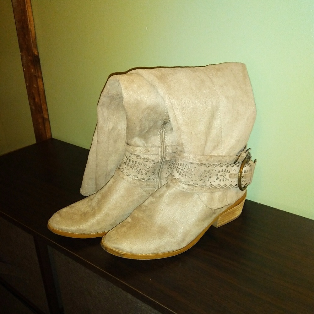 Not Rated Bevel Taupe Knee High Boots